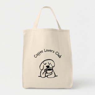 Tote Bag Club d'amoureux du café de chien tiré à la main no