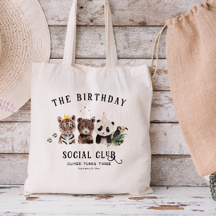 Tote Bag Club d'anniversaire Nom des enfants d'animaux de