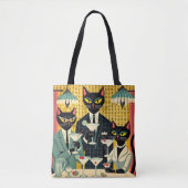 Tote Bag Club Martini Cat Noir Futuriste Rétro (Devant)