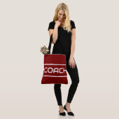 Tote Bag COACH Sporty Fun Texte Blanc Bandes Sur Rouge Vint (Sur le modèle)