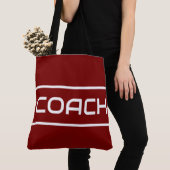Tote Bag COACH Sporty Fun Texte Blanc Bandes Sur Rouge Vint (De près)