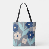 Tote Bag Coastal Calm Florals | Indigo & Turquoise pattern (Dos)
