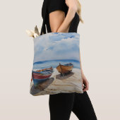 Tote Bag "Coastal Calm" Un Aquarelle Reposant Paysage marin (De près)