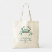 Tote Bag Coastal Watercolor Crab Personalized (Dos)