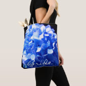 Tote Bag Cobalt bleu floral élégant bleu hydrangées (De près)