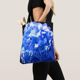 Tote Bag Cobalt bleu floral élégant bleu hydrangées