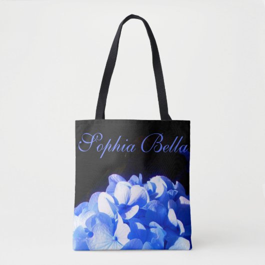 Tote Bag Cobalt bleu floral élégant bleu hydrangées (Devant)