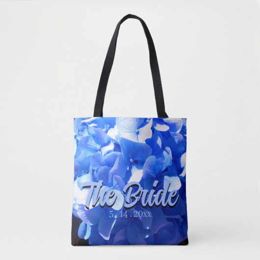 Tote Bag Cobalt bleu floral élégant bleu hydrangées (Devant)