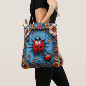Tote Bag Coccinelle 3d colorée (De près)