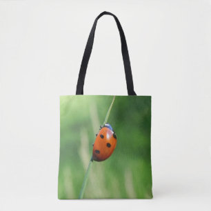 Tote Bag Coccinelle sur une brin d'herbe