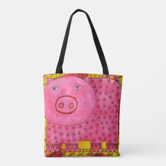 Tote Bag Cochon aquarelle à motif (Dos)