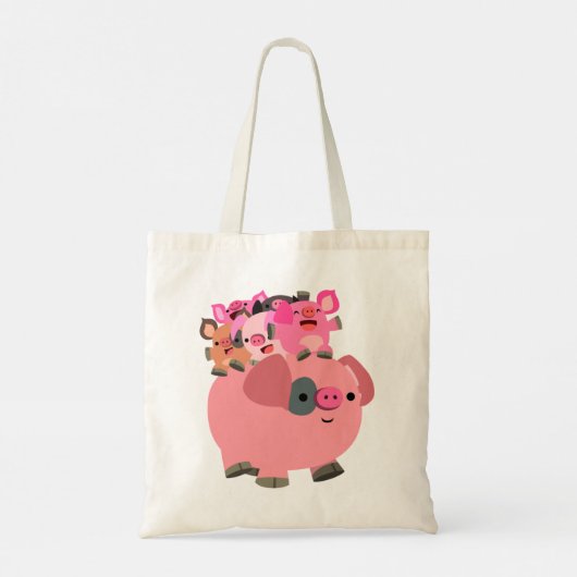 Tote Bag Cochon de caricature mignonne portant des porcelet (Dos)