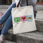 Tote Bag Cochon de Guinée mignon<br><div class="desc">Peace Love Guinée Pigs. Un joli signe de paix,  un coeur,  et un mignon cobaye animal de compagnie.</div>