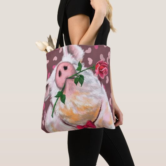 Tote Bag Cochon de souris - Romantique - drôle (De près)
