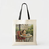 Tote Bag Cochon d'Inde calicot mangeant un Croissant (Devant)