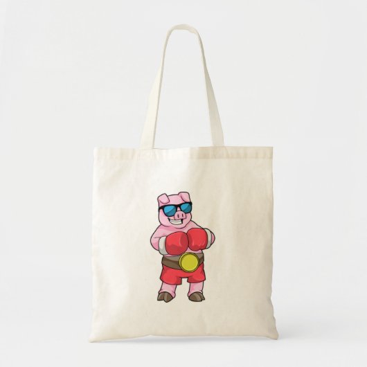Tote Bag Cochon en boîte avec gants de boxe (Devant)