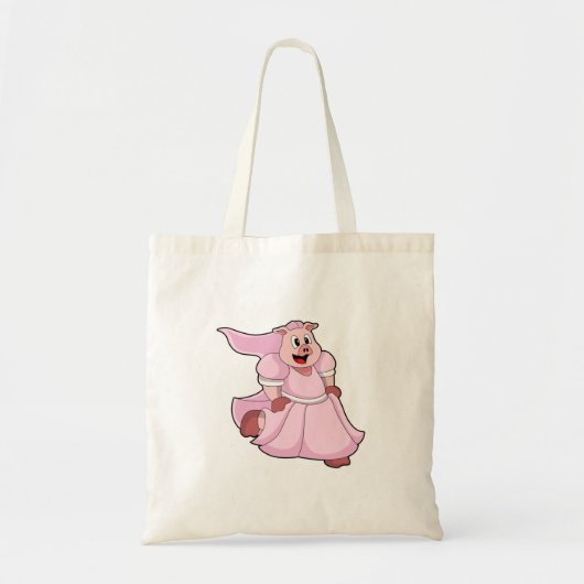 Tote Bag Cochon en mariée avec robe Mariage (Devant)
