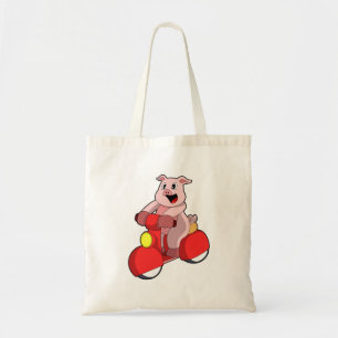 Tote Bag Cochon en vélo avec Scooter