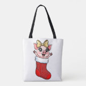 Tote Bag Cochon mignon dans un bas de Noël (Dos)