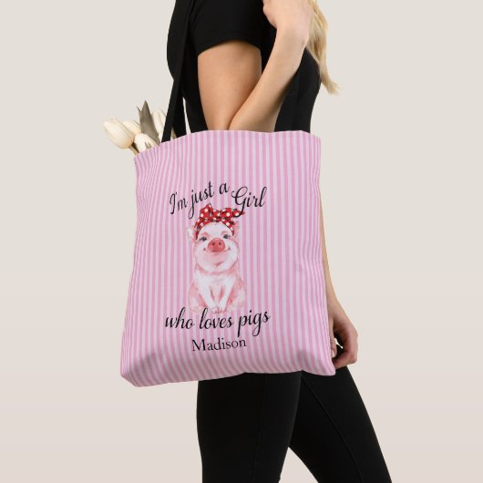 Tote Bag Cochon mignon sur toute impression (De près)