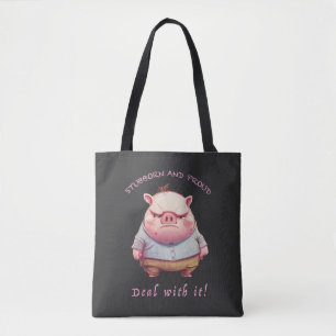 Tote Bag Cochon Têtu Devoir Avec Elle Mignonne Adorable Drô