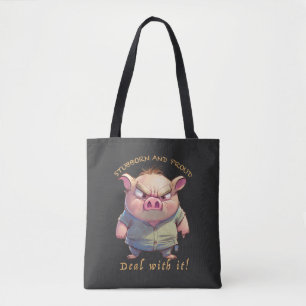 Tote Bag Cochon Têtu Devoir Avec Elle Mignonne Adorable Drô