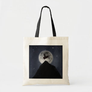 Tote Bag Cochon volant à travers la pleine lune