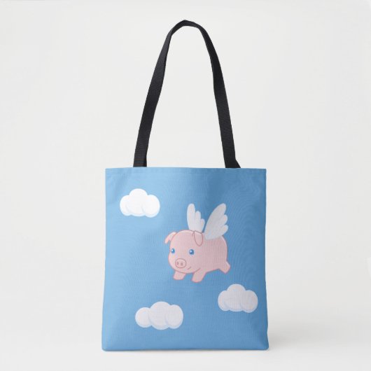 Tote Bag Cochon volant - Cochon mignon avec ailes (Devant)