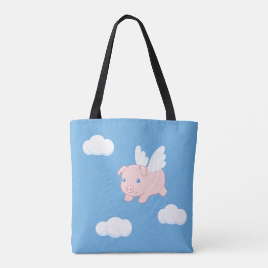 Tote Bag Cochon volant - Cochon mignon avec ailes (Dos)