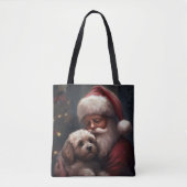 Tote Bag Cockapoo avec le Père Noël Festif Noël  (Devant)