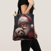 Tote Bag Cockapoo avec le Père Noël Festif Noël  (De près)