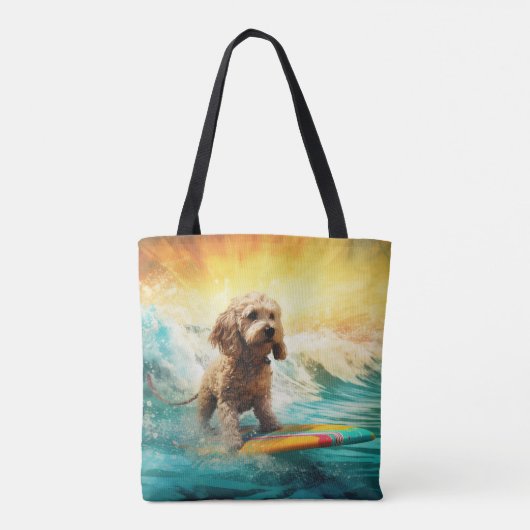 Tote Bag Cockapoo Beach Surf Paining (Dos)