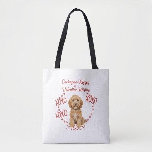 Tote Bag Cockapoo Bisous Vœux de la Saint-Valentin Amoureux (Devant)