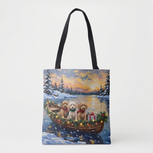 Tote Bag Cockapoo Noël Bateau Fêtes (Devant)