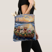 Tote Bag Cockapoo Noël Bateau Fêtes (De près)