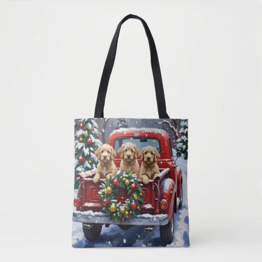 Tote Bag Cockapoo Noël Camion Rouge Fêtes (Devant)