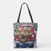 Tote Bag Cockapoo Noël Camion Rouge Fêtes (Dos)