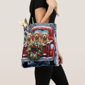 Tote Bag Cockapoo Noël Camion Rouge Fêtes (De près)