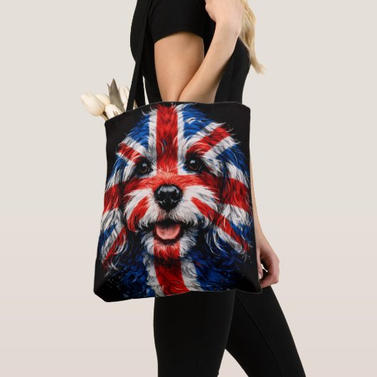 Tote Bag Cockapoo Union Jack Cadeau pour Chien Britannique (De près)
