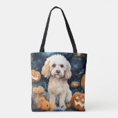 Tote Bag Cockapou d'Halloween avec la peur Citrouille (Dos)