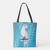 Tote Bag Cockatoo blanc mignon Vert tropical Palm Feuille  (Dos)