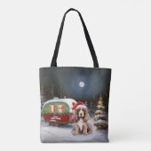 Tote Bag Cocker d'hiver Spaniel Caravan Christmas Adventure (Dos)