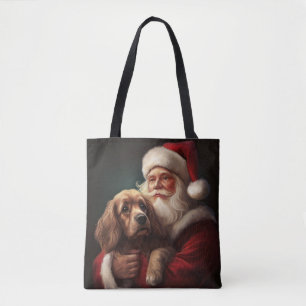 Tote Bag Cocker Spaniel avec Noël Festif du Père Noël