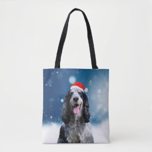 Tote Bag Cocker Spaniel Chien Avec Noël Santa Hat