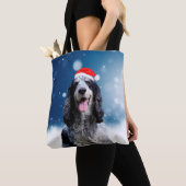 Tote Bag Cocker Spaniel Chien Avec Noël Santa Hat (De près)