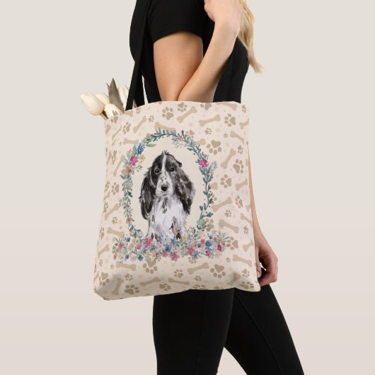 Tote Bag Cocker Spaniel Chien Empreinte de patte & Chien Bo (De près)