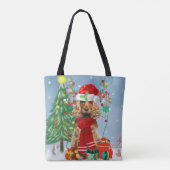 Tote Bag Cocker Spaniel Chien en neige avec cadeaux de Noël (Dos)