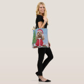 Tote Bag Cocker Spaniel Chien en neige avec cadeaux de Noël (Sur le modèle)