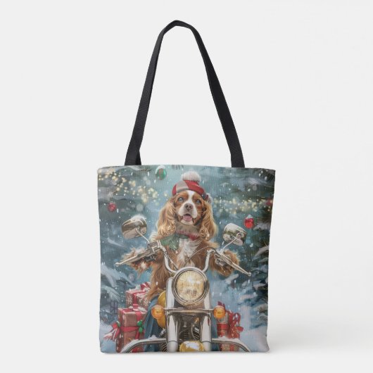 Tote Bag Cocker Spaniel Chien équitation Moto Noël (Dos)