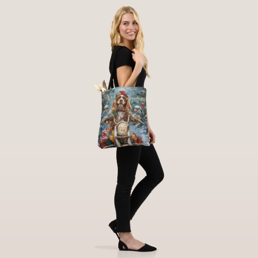 Tote Bag Cocker Spaniel Chien équitation Moto Noël (Sur le modèle)